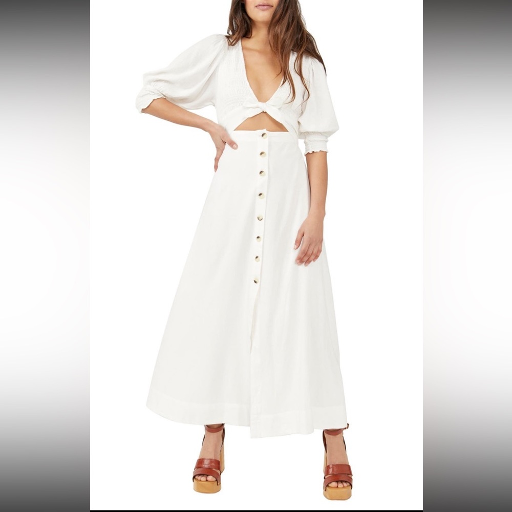NWT FREE PEOPLE String of Hearts Cutout Maxi Dress Sz L